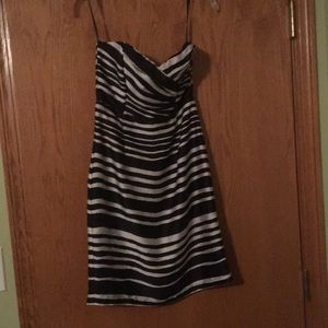 H&M black & cream strapless mini dress